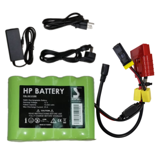 Power Ni/mH Akku 9 Ah inkl. Extra-Zusatzstecker montiert für ältere Modelle -komplett inkl. Ladegeraet - Passend für Sport Vibrations® Edition & Bravo/Scoprega Elektropumpen
