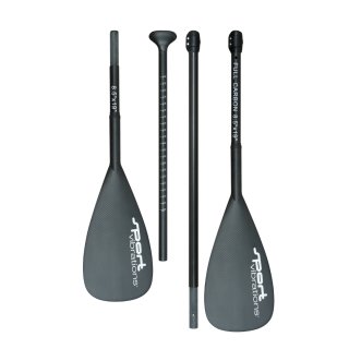 Sport Vibrations® 4-part 100% full carbon SUP paddle incl. 2. Paddle blade with kayak function - 80 x19 antitwist handle - without paddle pocket