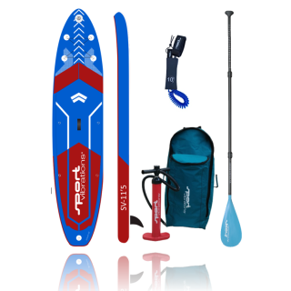 Komplettset SV-115" SUP Board aufblasbar. inkl. 3 tlg. CarbonComp Paddel & Leash - All terrain All-round-Touring - Woven-Fusion-Double Layer- Superlight Technology