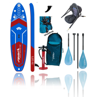 Komplettset SV-105" SUP Board aufblasbar mit Kajakfunktion inkl. 4 tlg. SV-CarbonComp Paddel + Sv-Premium Kajaksitz